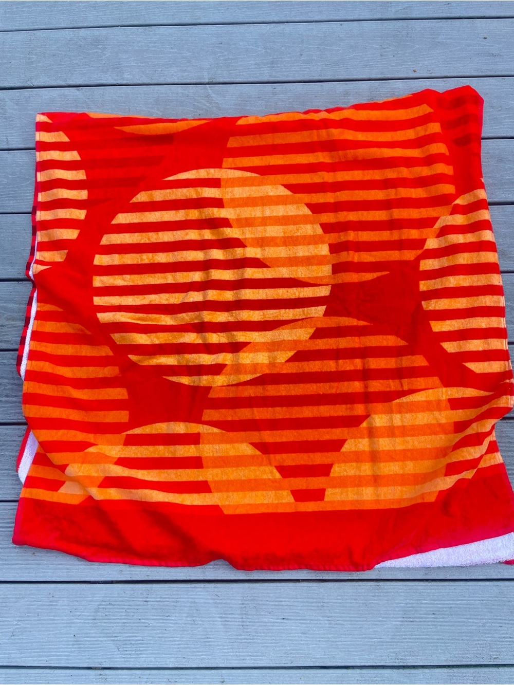 Lacoste Beach Towel Red Orange Stripe print 100% Cotton 36" x 72” NWOT logo - Picture 4 of 4